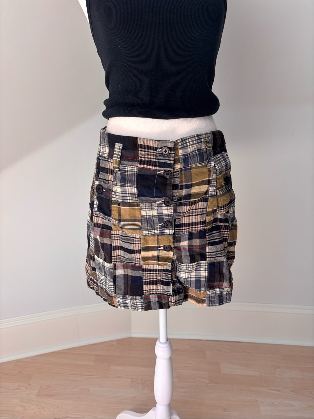 Vintage Cambridge Patchwork Plaid Mini Skirt 🤎